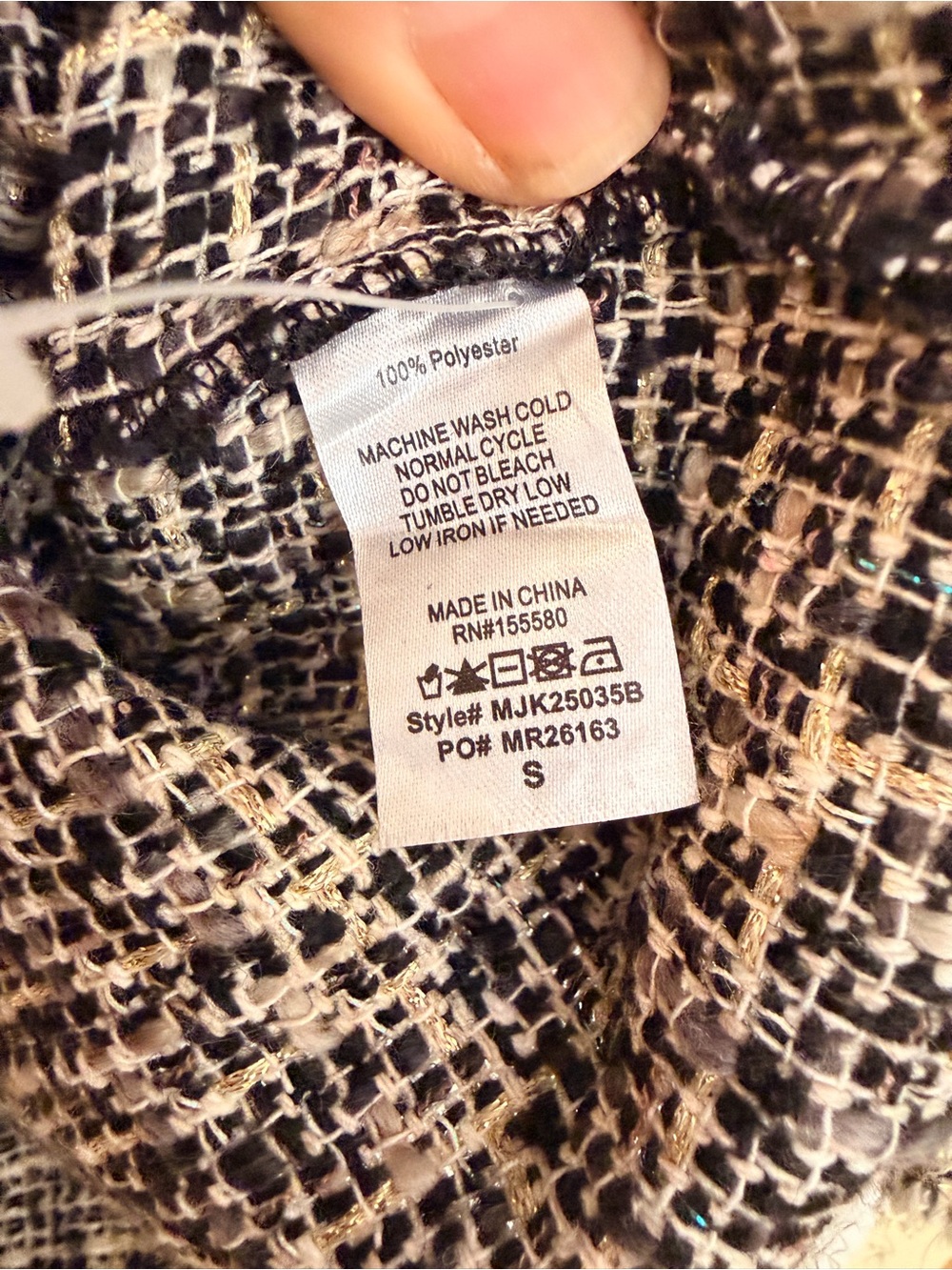Ladies Size Small Black & Cream Tweed Jacket Boho Warm Casual GUC - Picture 3 of 6